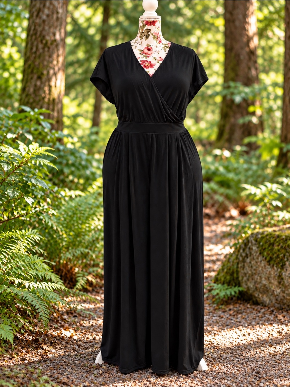NWT Halara Black Wrap V-Neck Short Sleeve Maxi Dress Size 2X Plus